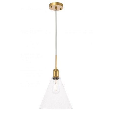 Elegant Lighting Hugh Chandelier 1-Light Clear Brass Amber Blue Champagne Hammered Glass Wire